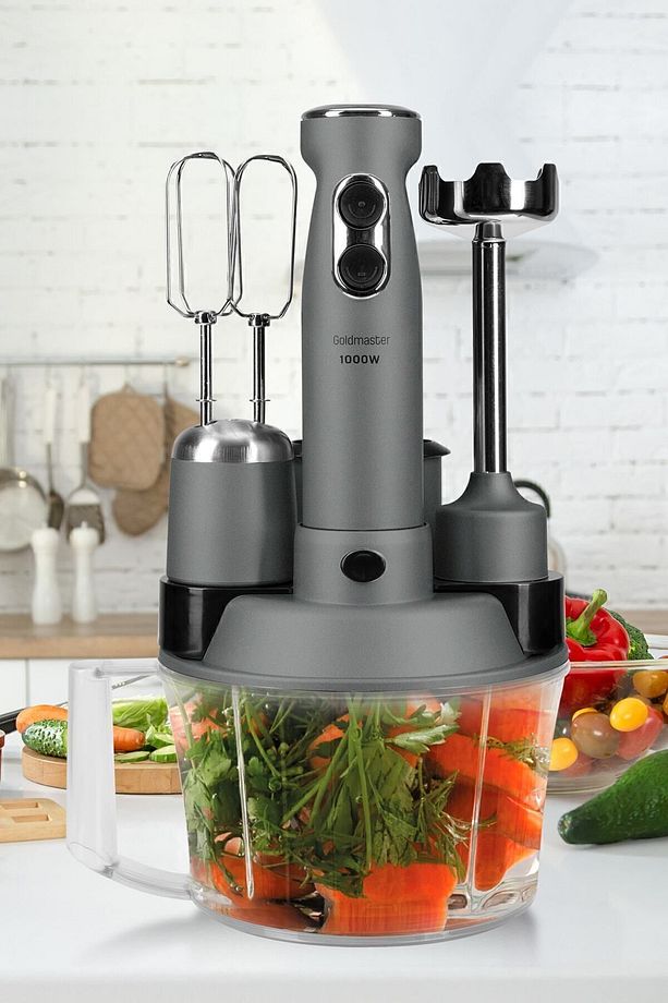 Elenamax Antrasit 1000 Watt Hız Ayarlı %100 Bakır Motor 5 In 1 Mutfak Robotu Multi Blender Seti - 5