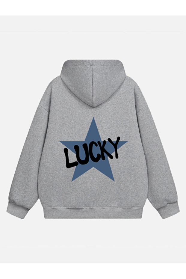 Women's Lucky Printed Hooded Fleece Oversize Sweatshirt