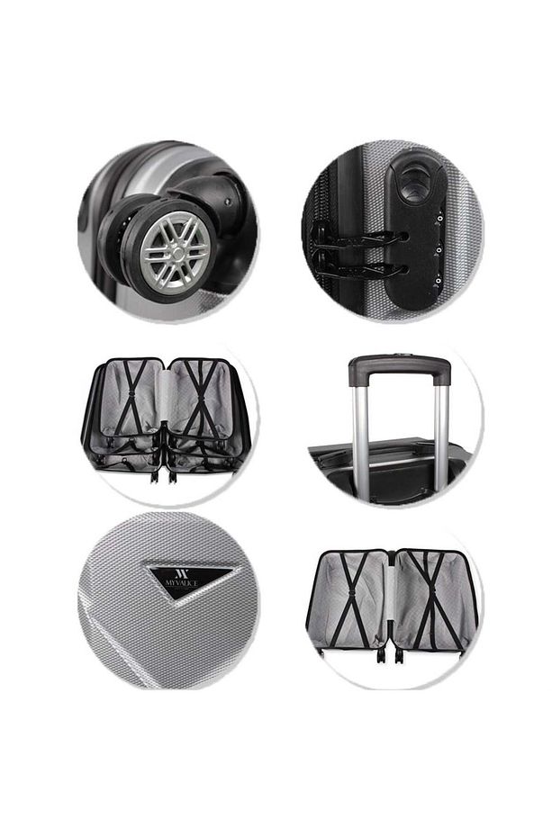 Diamond Abs Kabin Orta Büyük Ve Makyaj Boy Siyah 4'lü Travel Valiz Seti - 6