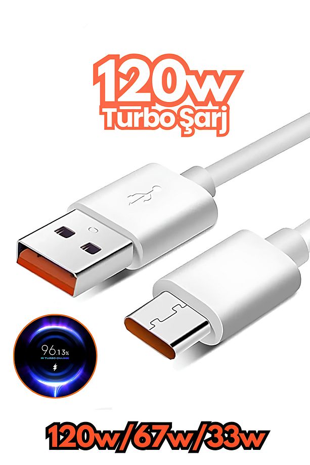 120w Type-c Turbo Şarj Destekli Hızlı Şarj Kablosu 120w/67w/33w  Typec Turbo Şarj Kablo Uyumlu - 1