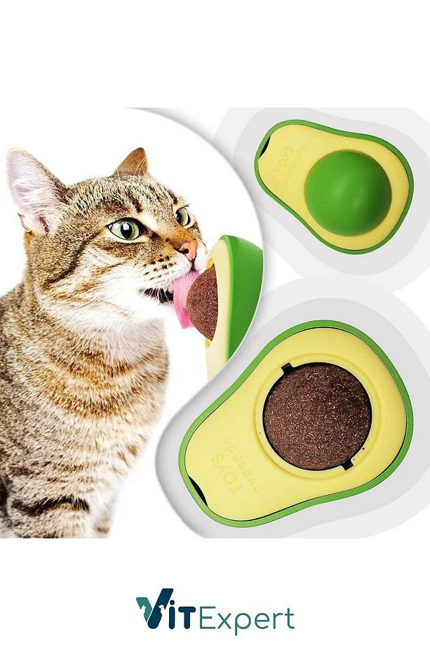 Doğal & Yenilebilir Kedi Nanesi Otu Avokado Kedi Çimi Özel Yapışkanlı 360° Dönen Catnip Yalama Topu - 6