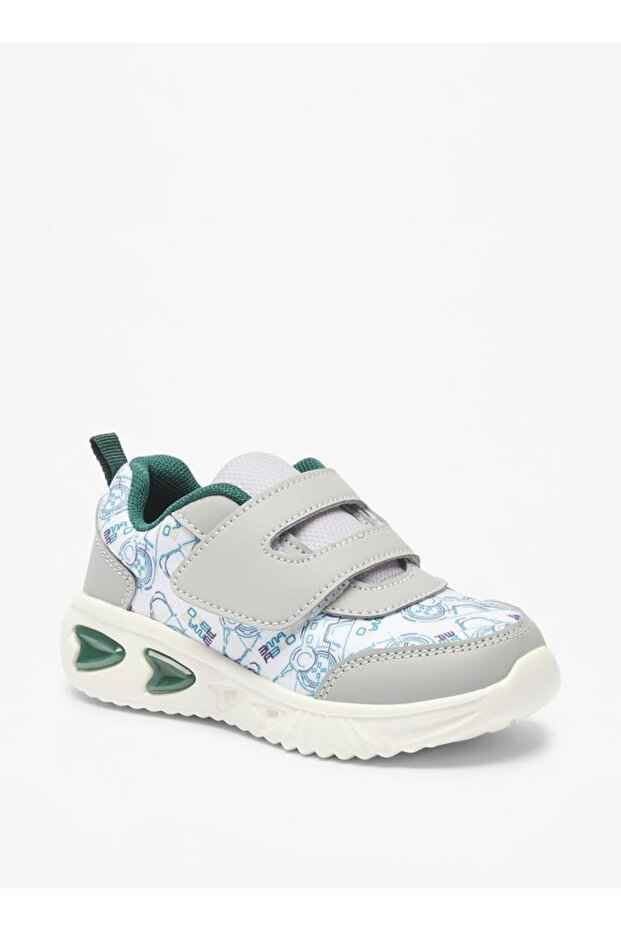 Game Print Sneakers with Hook and Loop Closure - 1