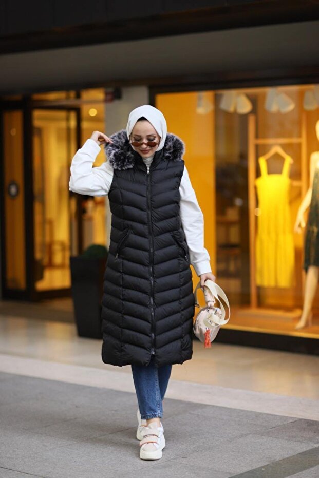 Kadın Siyah Şişme Yelek - 1