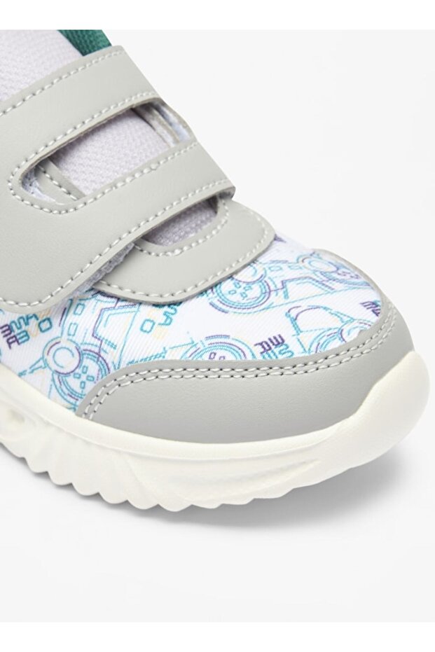 Game Print Sneakers with Hook and Loop Closure - 5