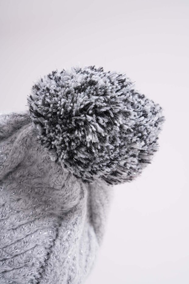 Glittery Pompom Beanie - 8