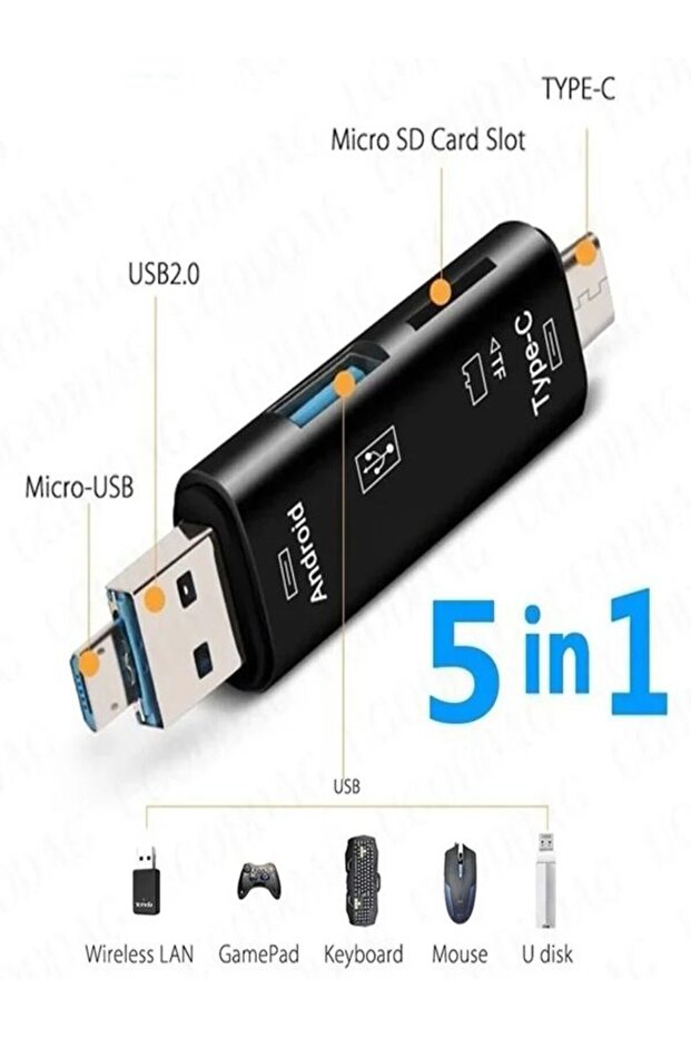 بطاقة ذاكرة Micro SD وذاكرة فلاش USB - متوافقة مع الكمبيوتر اللوحي والهاتف، ومحول OTG للوحة المفاتيح والماوس - 3