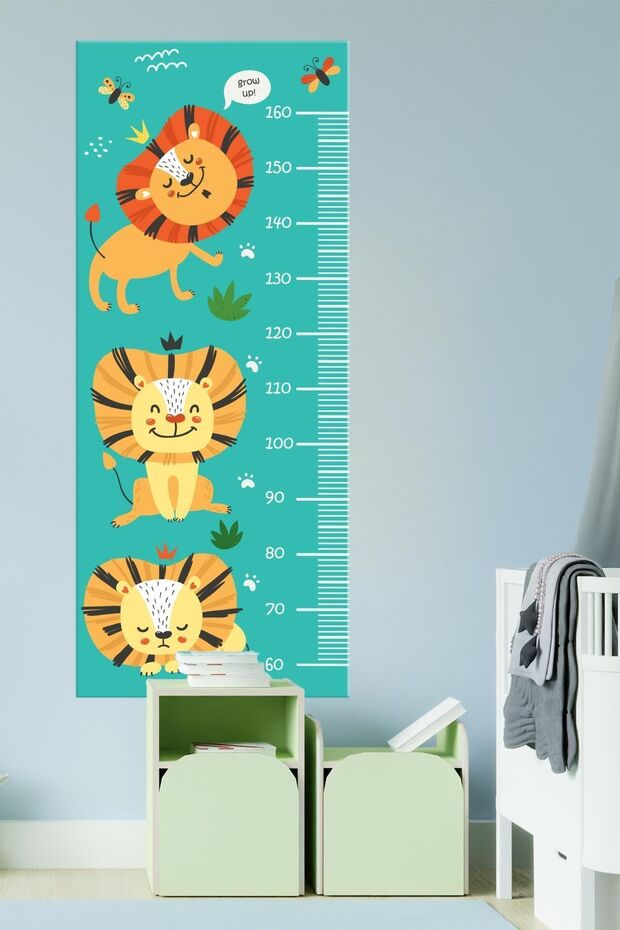 3-Piece Lion Figured Height Chart Children's Baby Room Height Measurer Sticker