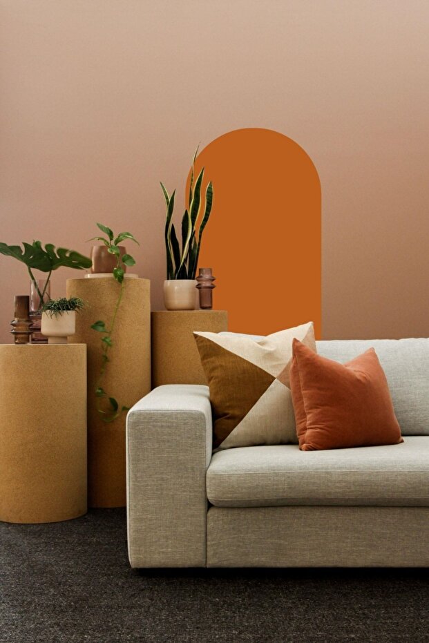 Bohemian Style Oval Dark Orange Wall Decoration Sticker (60x100 Cm)