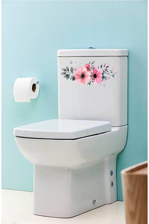 Pastel Floral Toilet Seat Sticker - Bathroom Sticker
