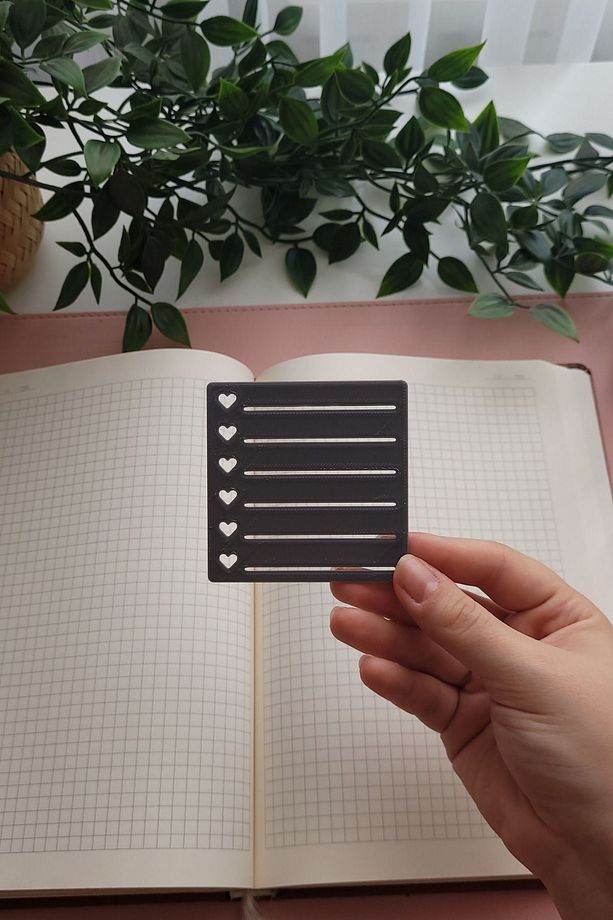 Bullet Journal Tasarım Ve 2'li Kare Notluk Şablon Cetvel Set - Gri - 3