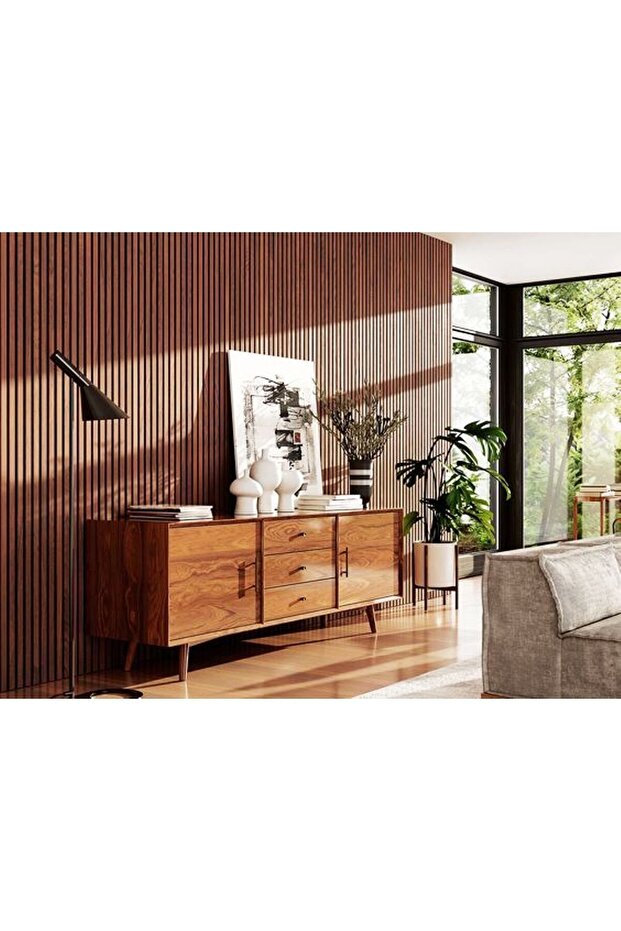 WİNPANEL Dekoratif Ahşap Duvar Paneli – BAMBU RENK ( 50X240CM). - 2