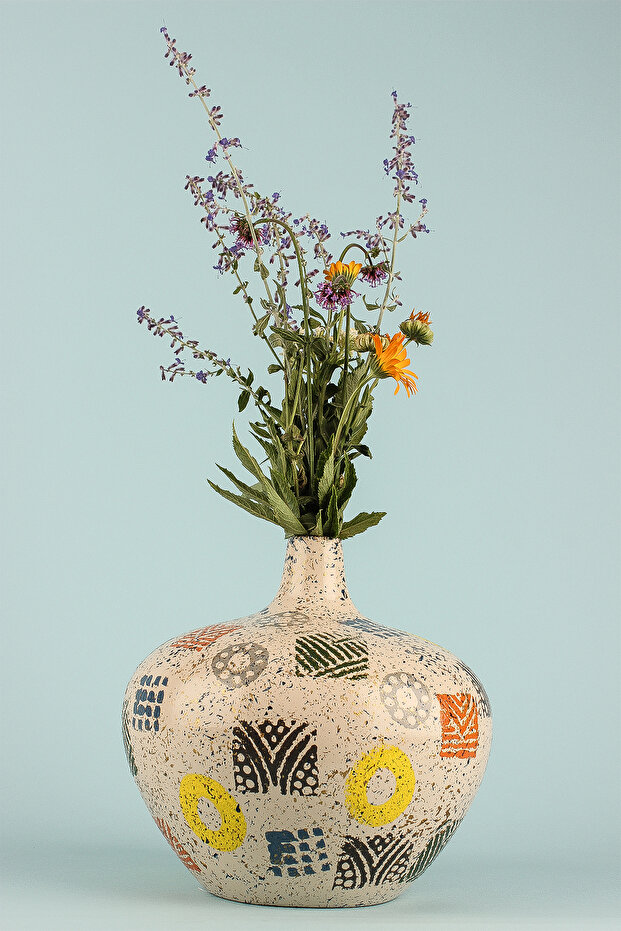 Ceramic Patterned Miserable Handmade Vase - 1