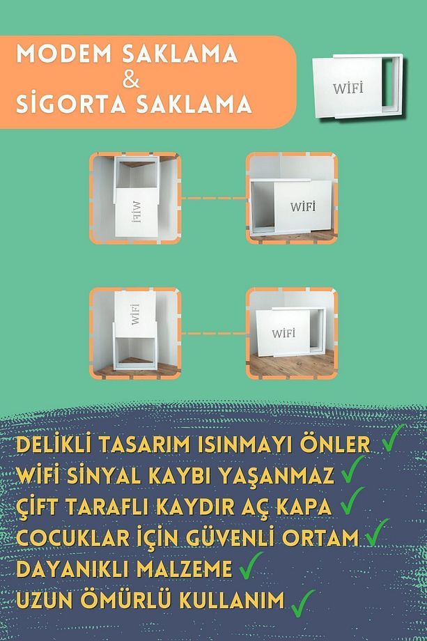 Wifi Yazı Desenli Modem/sigorta Saklama Kutusu, 40cm X 33cm - 4