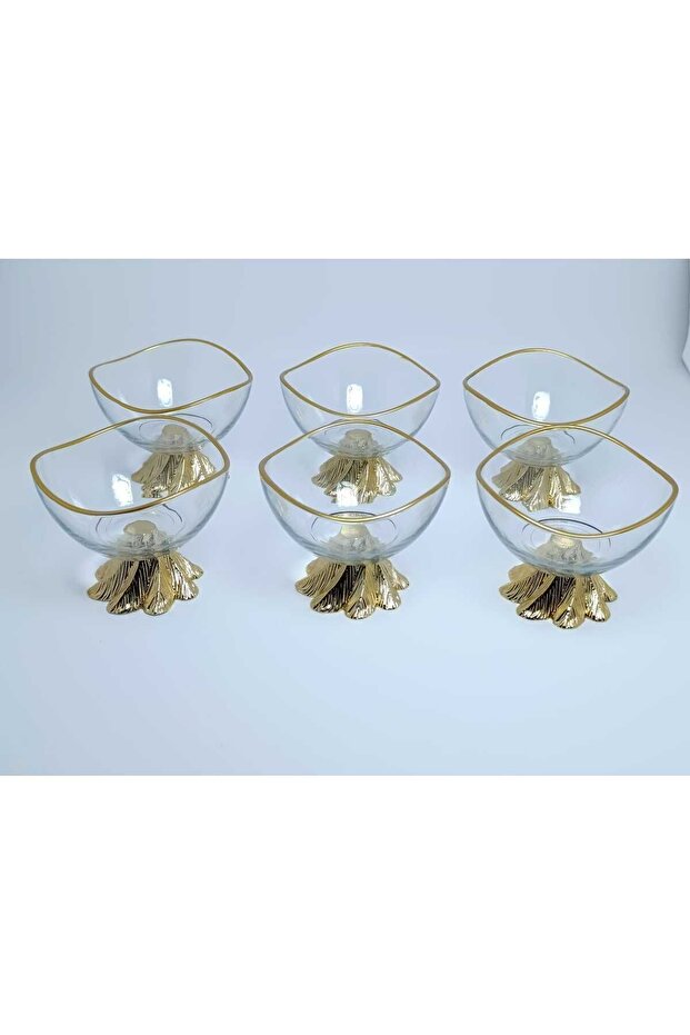 6-Piece Footed Presentation Bowl Gold Plated Snack Bowl