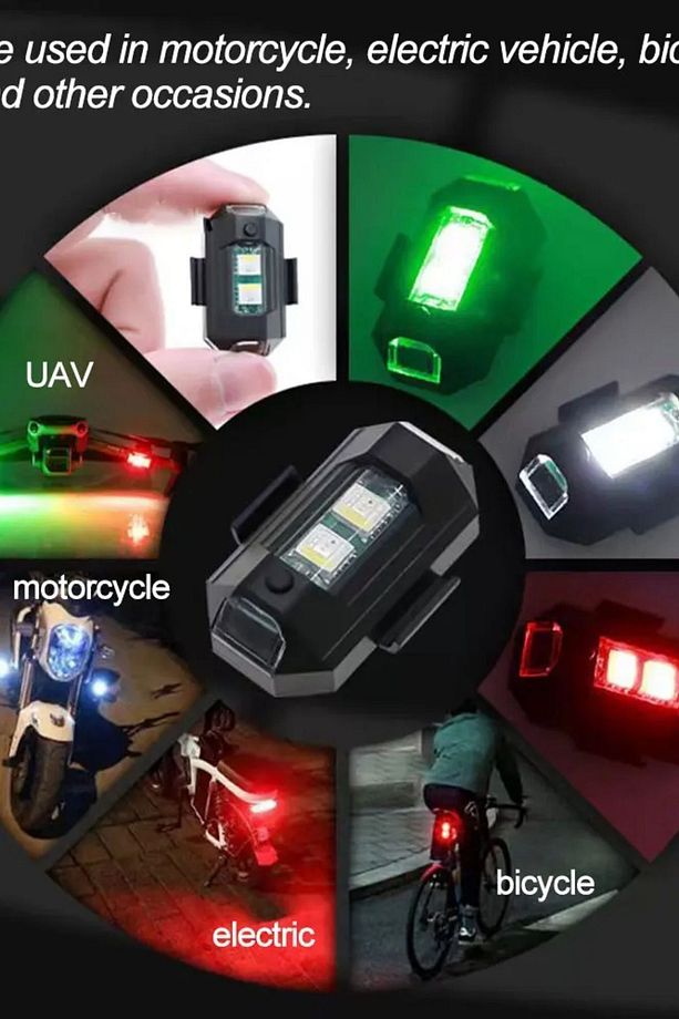 2 Adet 7 Renk 30 Mod Bisiklet Motor Drone Çakar Lamba, Bisiklet Işığı, Motor Drone Işık Ve Çakar - 6