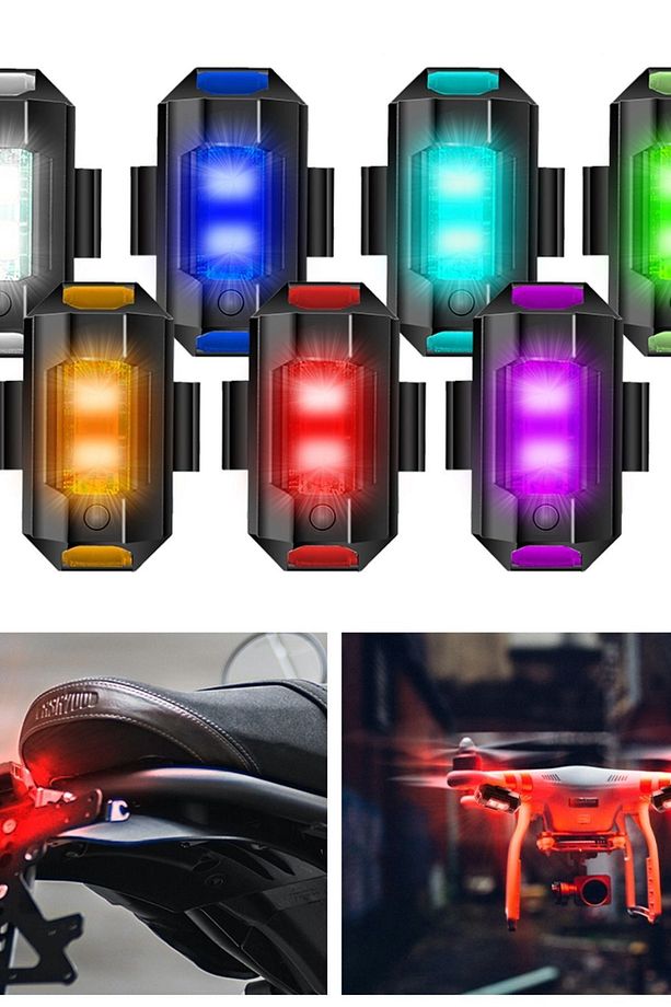 2 Adet 7 Renk 30 Mod Bisiklet Motor Drone Çakar Lamba, Bisiklet Işığı, Motor Drone Işık Ve Çakar - 7