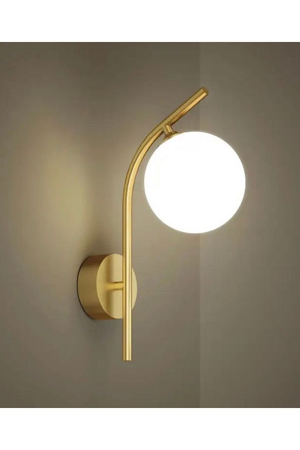 Modern Aplik Eskitme Gold Sarı Beyaz Glop Camlı Duvar Aplik  E-27 Duy Elektrik ile çalışır - 4
