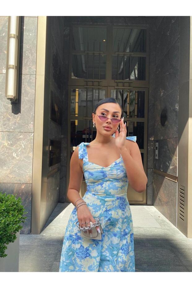 Μπλε φόρεμα Halter - 1