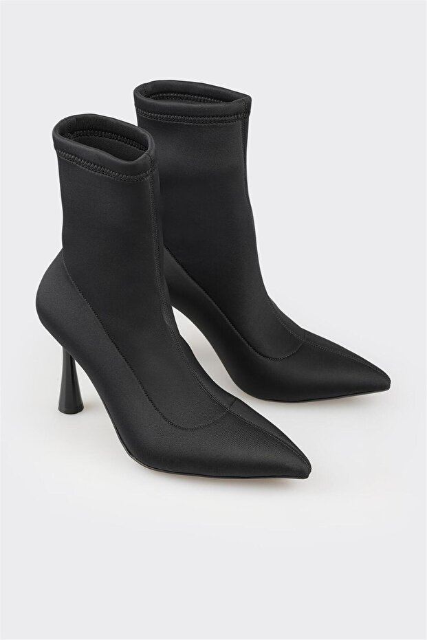 Siyah Kadın Yüksek Topuk Bot - 2