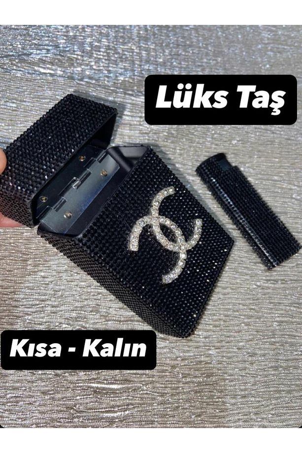 Taşlı Sigara Kutusu & Çakmak ( Kısa Kalın) - 1