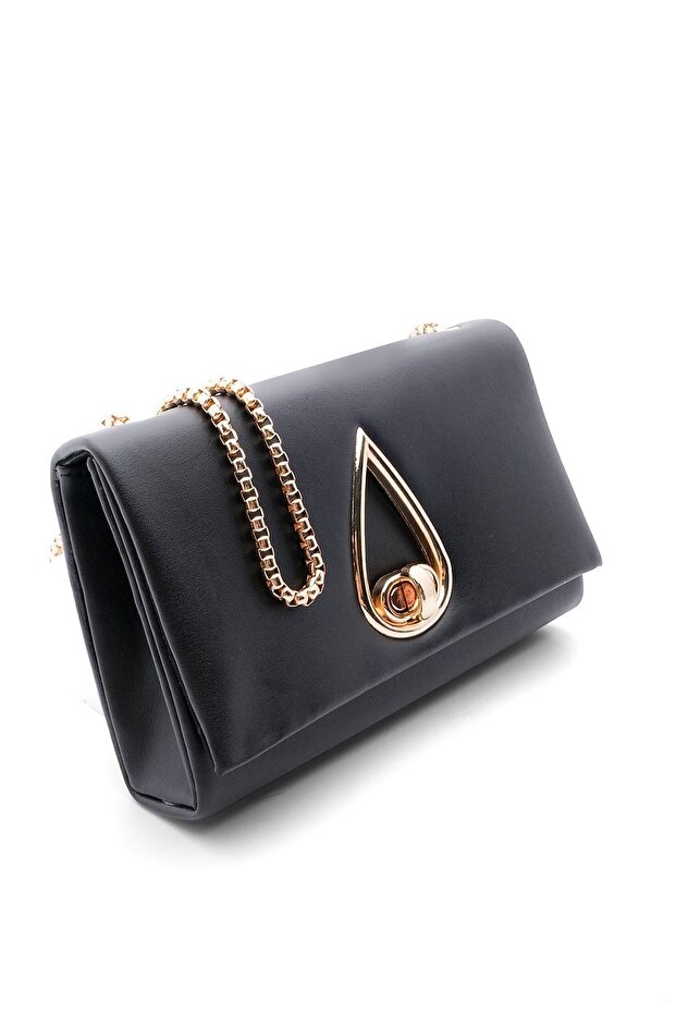 Women's Hand&Shoulder Bag Gold Chain Strap Mitoz Black