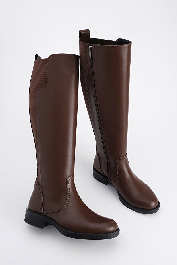Women's Knee-Length Zippered Daily Boots Helas Brown