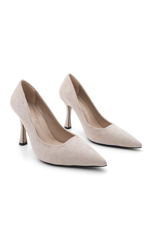 Damen Stilettos mit spitzer Spitze und Absatz Refisa Beige Wildleder - 5