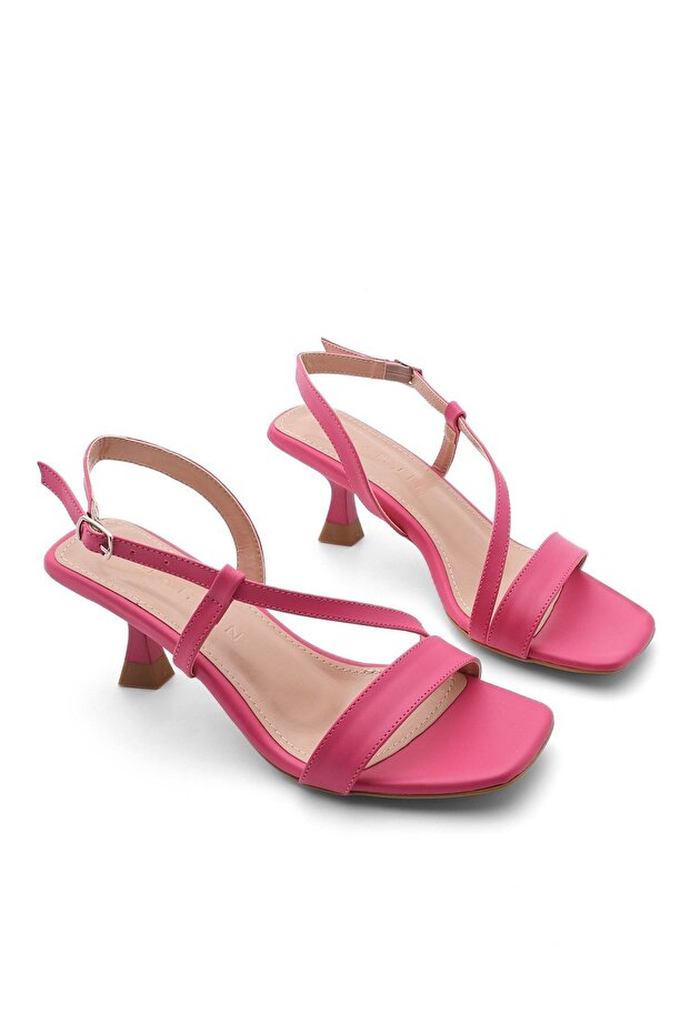 Damen Sandalen mit Absatz und offenem Rücken Lofi fuchsia - 5