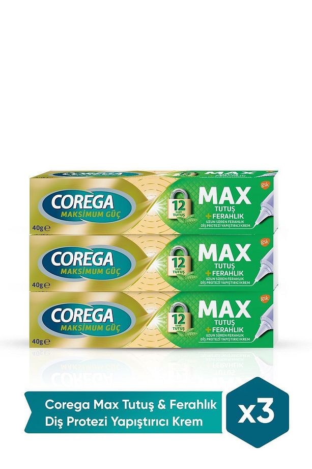Max Tutuş & Ferahlık Diş Protezi Yapıştırıcı Krem 40g X 3 Adet - 1