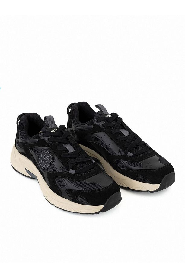 Erkek Kalın Tabanlı Marka Logolu Bağcıklı Siyah Sneaker 50522918-001 - 5