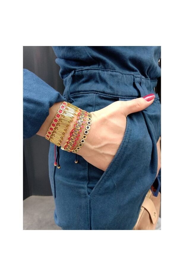 Bronz Mini Circle Bracelet With Stones - 2