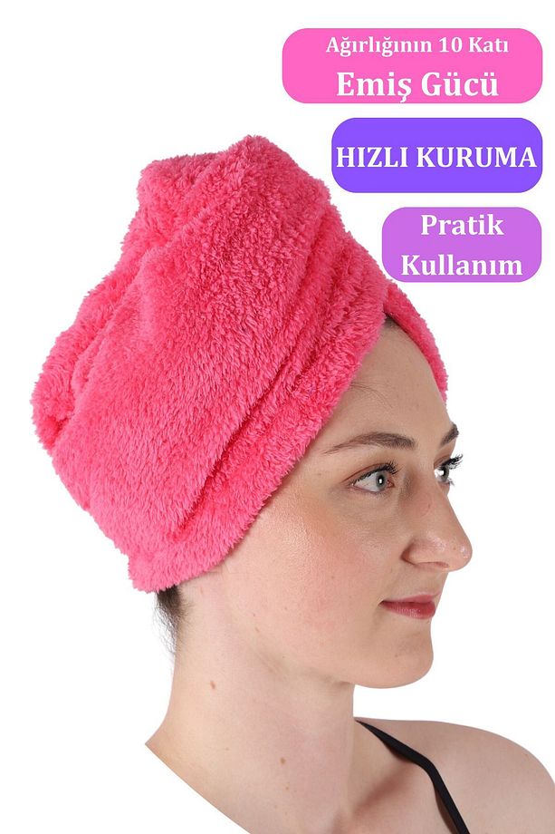 Lüks Soft Saç Kurutma Bonesi Fuşya - 1
