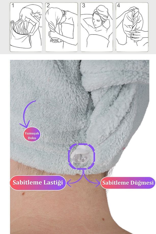 Lüks Soft Saç Kurutma Bonesi Mint - 2