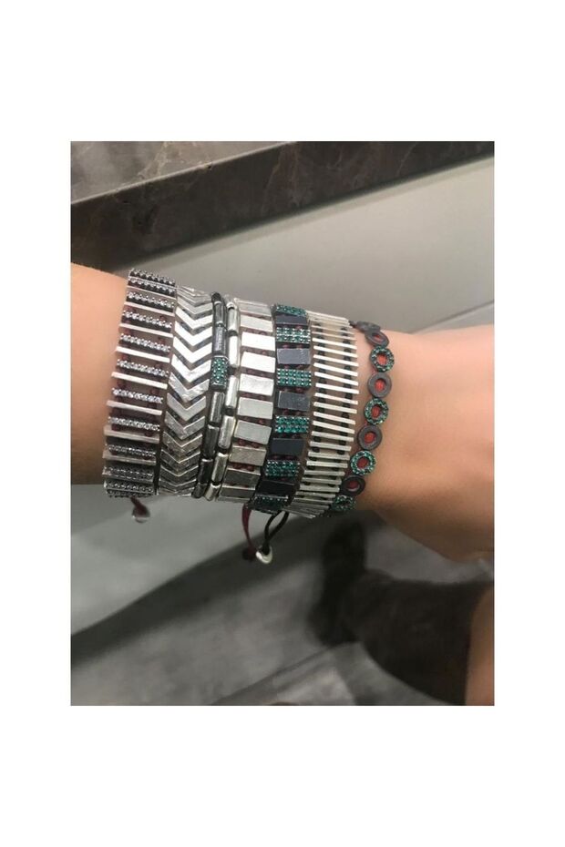 Bronz Mini Circle Bracelet With Stones - 3