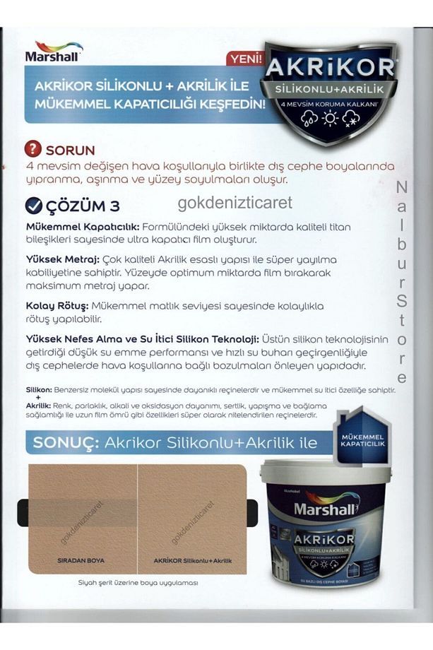 Akrikor Silikonlu Akrilik Dış Cephe Boyası 2.5lt/3.5kg-tüm Renkler 4 Mevsim Koruma Sağlar - 2