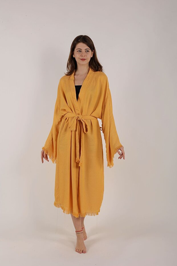 Viscose Bamboo Kimono 1 Piece Cotton Belted Caftan Unisex Beach or Daily Wear