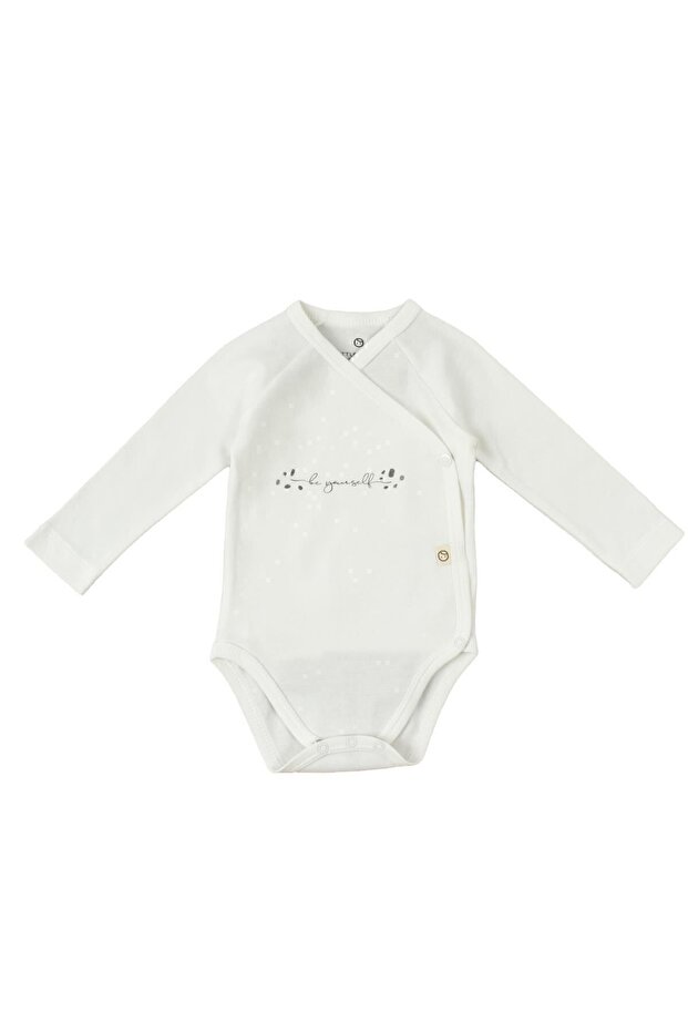 Long Sleeve Double Breasted Bodysuit Newborn White Organic Cotton
