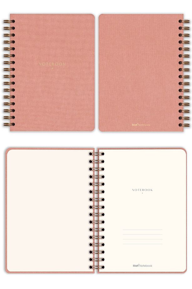 A5 15x21 cm Spiralli Keten Not Defteri Pembe - 7