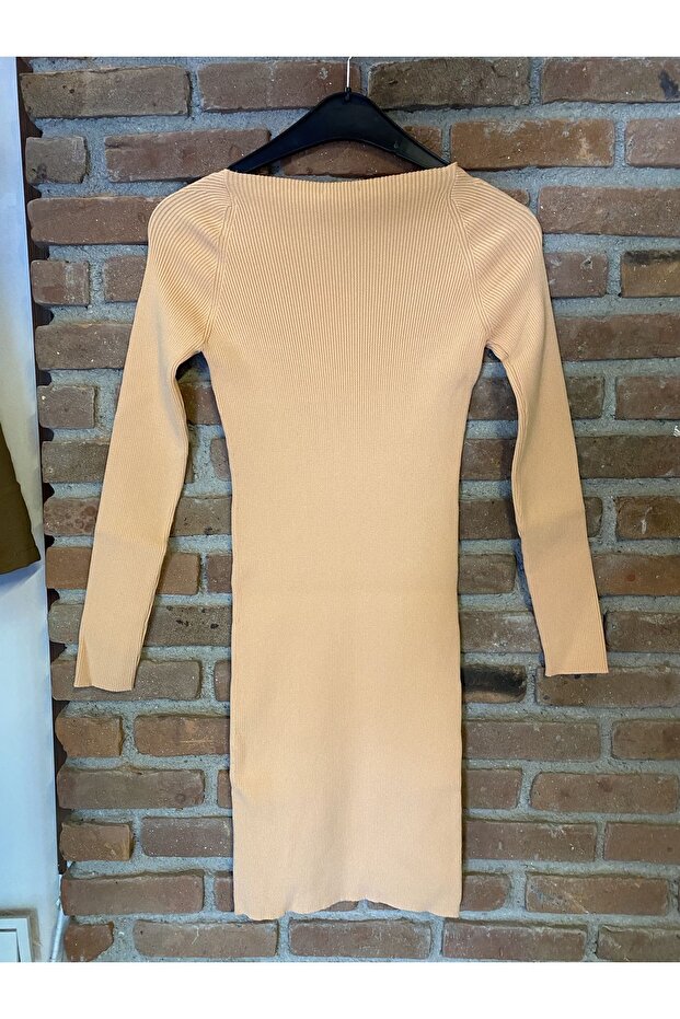 Önü Dekolte Fitilli Elbise - 2