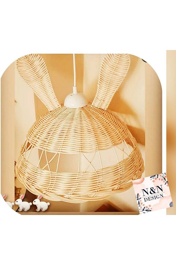 Lampega Çocuk Odası Kulaklı Avize Rattan Bambu Hasır Avize - 4
