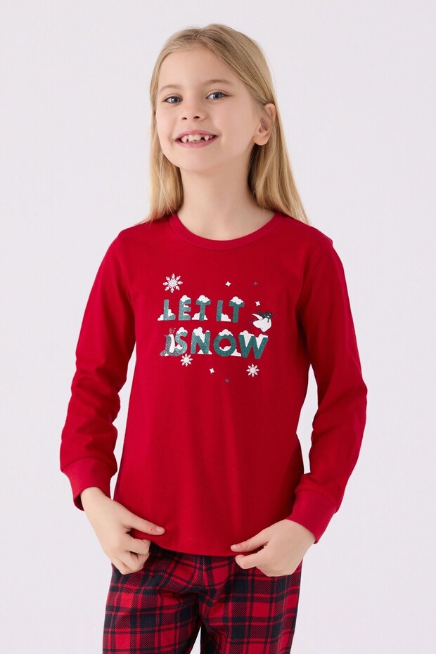 Kareli Kız Çocuk Uzun Kol Pijama Takım - 2