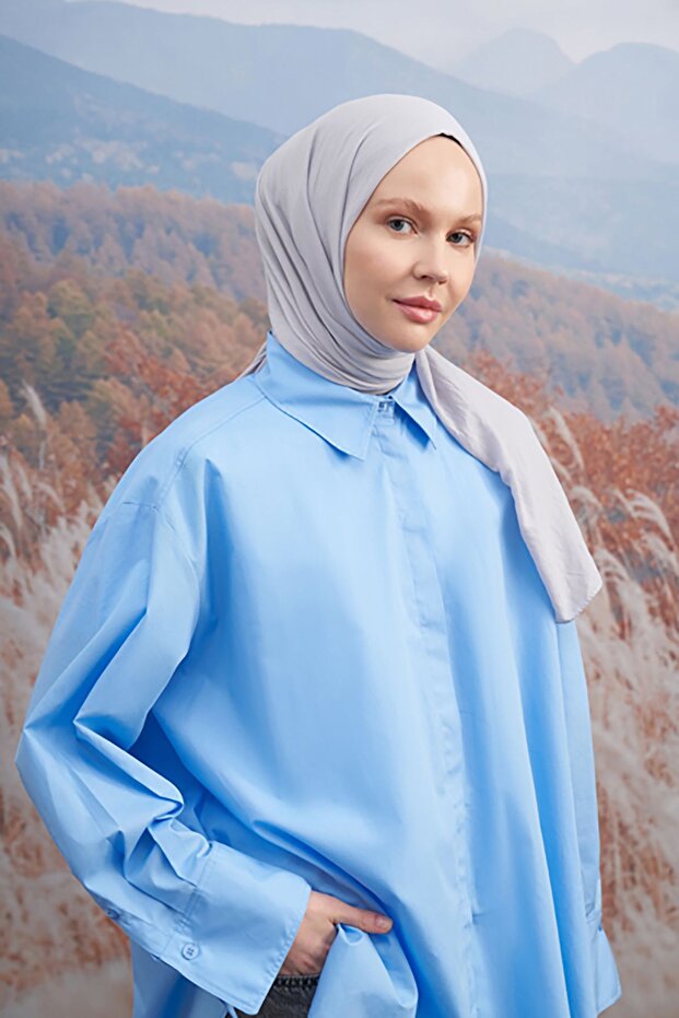 شال قطن ريفي - فضي - 1