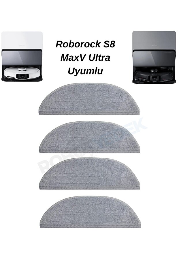 Roborock S8 MaxV Ultra Uyumlu 4 Adet Mop Bez - 1