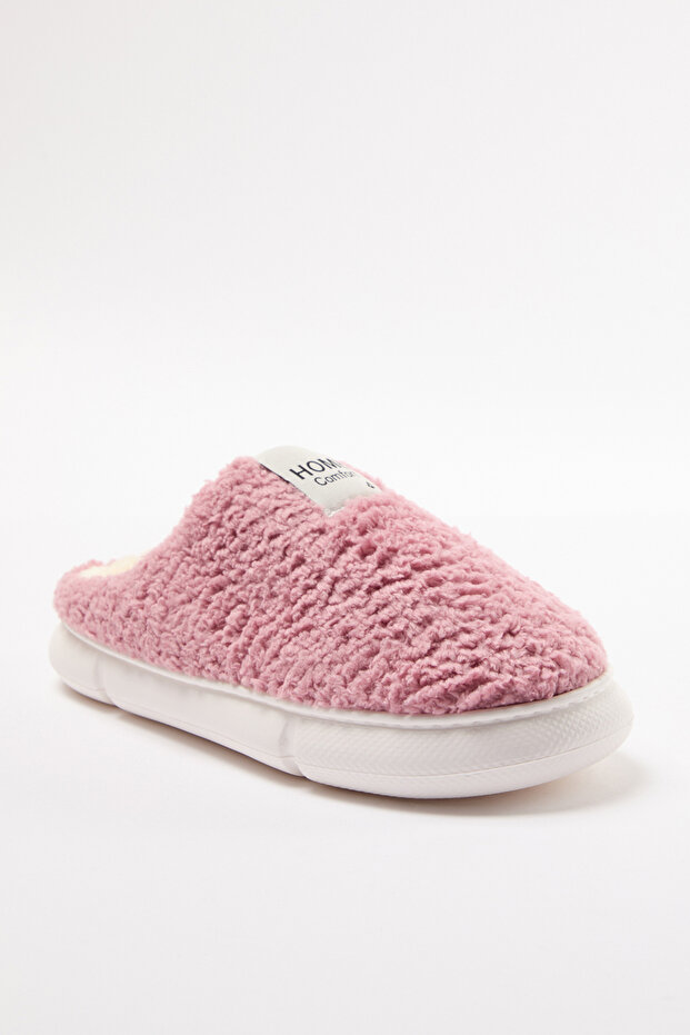 Dusty Rose Pluszowe Tkane Etykiety Szczegółowo Damskie Kapcie Domowe TAKAW25ER00012 - 4