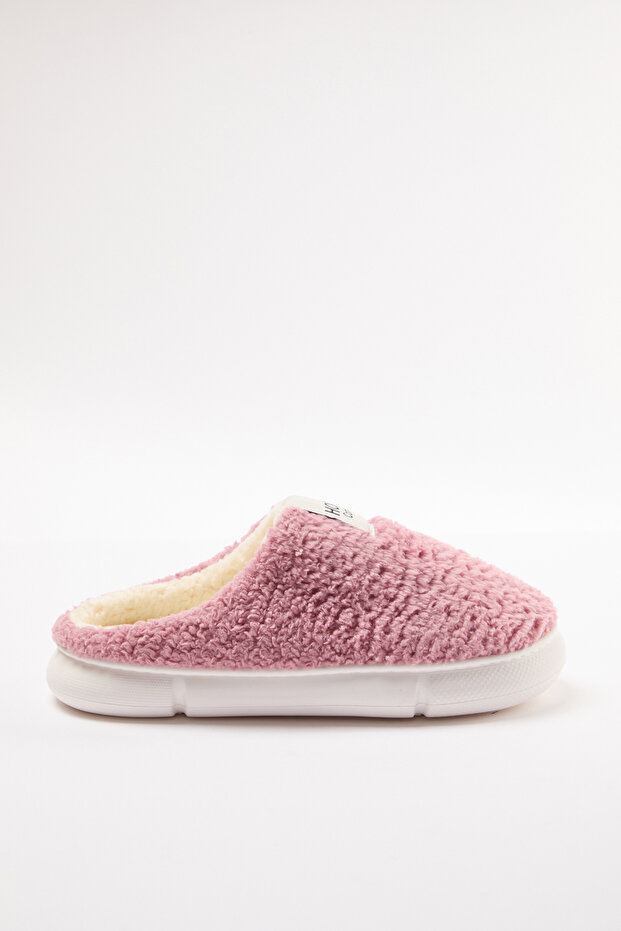 Dusty Rose Pluszowe Tkane Etykiety Szczegółowo Damskie Kapcie Domowe TAKAW25ER00012 - 5