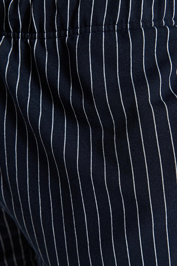 Lacivert Büyük Beden Regular Fit Rahat Baskılı Şortlu Pijama Takımı TMNSS23PT00014 - 5
