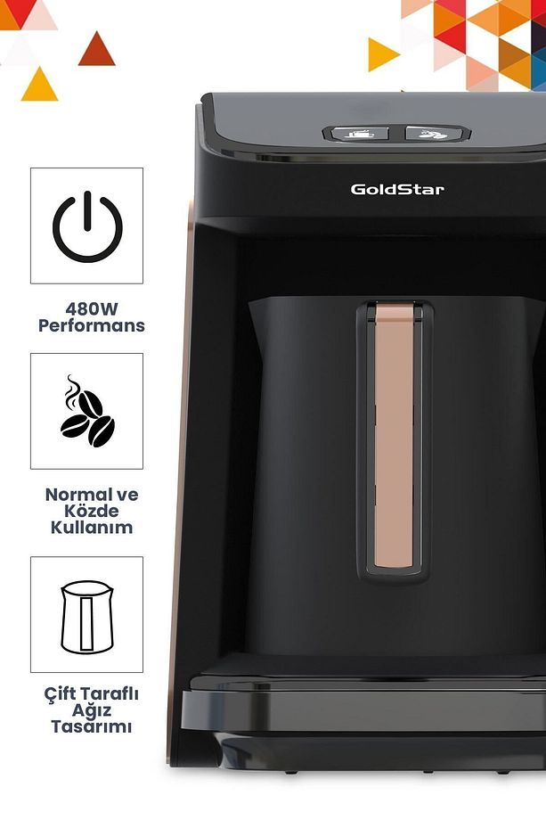 Geniş Hazneli BPA Free Özellikli 5 Kişilik Türk Kahve Makinesi Siyah Gold ST-7345EG - 5