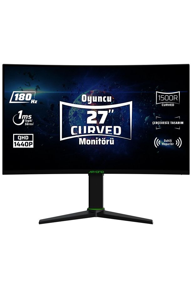 Siyah Aryond A27 V2 27" 180hz Qhd 1 Ms Hdr10 300 Nit G-sync Freesync Curved Pivot Va Oyuncu Monitör - 1