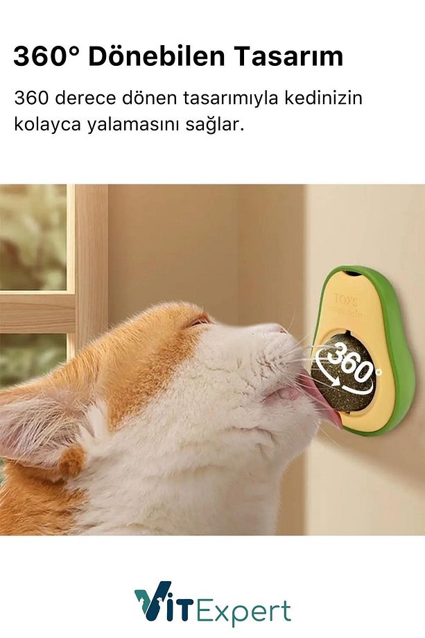 Doğal & Yenilebilir Kedi Nanesi Otu Avokado Kedi Çimi Özel Yapışkanlı 360° Dönen Catnip Yalama Topu - 7