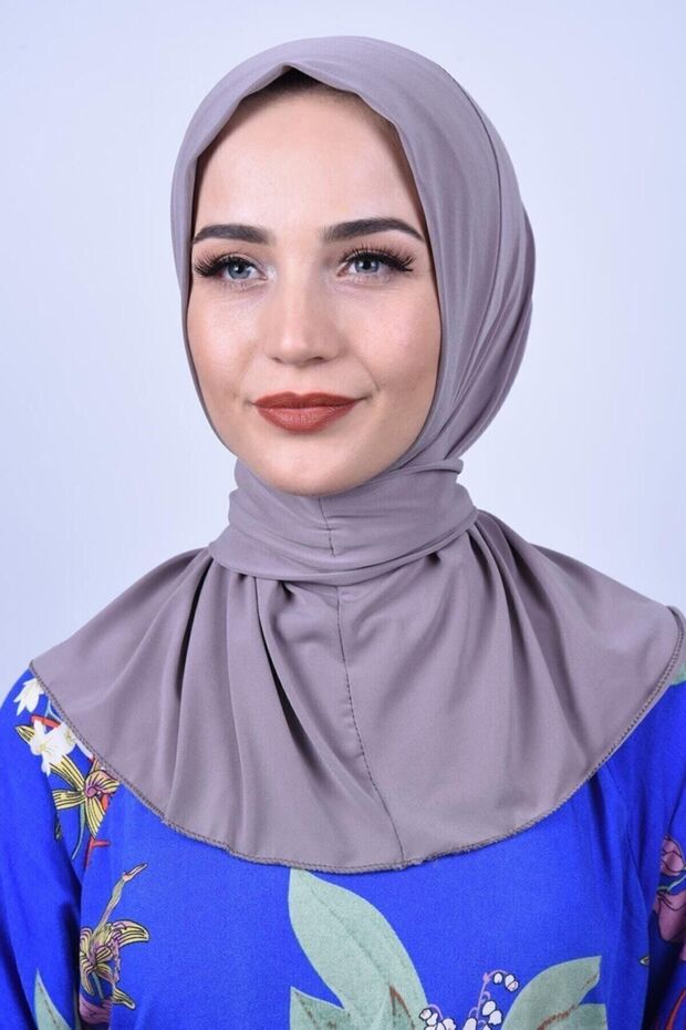 Women's Hijab Snap Neck Collar Hijap Bonnet Shawl - Mink